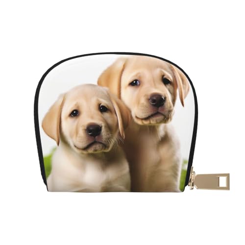 KKLWEGU Kreditkartenetui mit lustigem Labrador-Welpe, Leder, Reißverschluss, Kartenetui für Damen, RFID-blockierend, kleine Münzgeldbörse, Akkordeon-Geldbörse, Geschenk von KKLWEGU