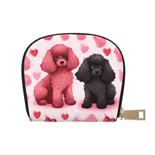 KKLWEGU Kreditkartenetui mit rosa Pudeln, Leder, Reißverschluss, Kartenetui für Damen, RFID-blockierend, kleine Münzbörse, Akkordeon-Geldbörse, Geschenk von KKLWEGU