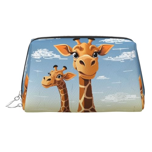 KKLWEGU Make-up-Tasche aus Leder, Giraffenmotiv, wasserdicht, kleine Make-up-Tasche, mit Reißverschluss, tragbar, Reise-Kulturbeutel für Damen und Mädchen, silber, Einheitsgröße KKLWEGU Make-up-Tasche aus Leder, Giraffenmotiv, wasserdicht, kleine Make-up-Tasche, mit Reißverschluss, tragbar, Reise-Kulturbeutel für Damen und Mädchen, silber, Einheitsgröße von KKLWEGU