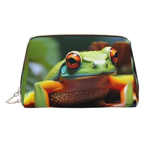 KKLWEGU Make-up-Tasche aus Leder, Motiv: Schöne Baumfrösche, wasserdicht, Kosmetiktasche, Organizer, kleine Make-up-Tasche, mit Reißverschluss, tragbare Reise-Kulturbeutel für Damen und Mädchen, gold KKLWEGU Make-up-Tasche aus Leder, Motiv: Schöne Baumfrösche, wasserdicht, Kosmetiktasche, Organizer, kleine Make-up-Tasche, mit Reißverschluss, tragbare Reise-Kulturbeutel für Damen und Mädchen, gold von KKLWEGU