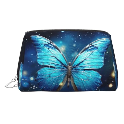 KKLWEGU Make-up-Tasche aus Leder, Motiv: Sternenhimmel, wasserdicht, Kosmetiktasche, Organizer, kleine Make-up-Tasche, mit Reißverschluss, tragbar, Reise-Kulturbeutel für Damen und Mädchen, Blau KKLWEGU Make-up-Tasche aus Leder, Motiv: Sternenhimmel, wasserdicht, Kosmetiktasche, Organizer, kleine Make-up-Tasche, mit Reißverschluss, tragbar, Reise-Kulturbeutel für Damen und Mädchen, Blau von KKLWEGU