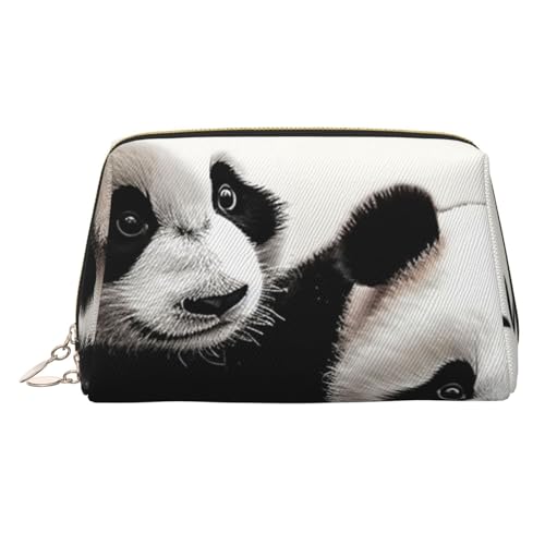 KKLWEGU Make-up-Tasche aus Leder, Motiv: niedliche Pandas, wasserdicht, kleine Make-up-Tasche, mit Reißverschluss, tragbar, Reise-Kulturbeutel für Damen und Mädchen, gold, Einheitsgröße KKLWEGU Make-up-Tasche aus Leder, Motiv: niedliche Pandas, wasserdicht, kleine Make-up-Tasche, mit Reißverschluss, tragbar, Reise-Kulturbeutel für Damen und Mädchen, gold, Einheitsgröße von KKLWEGU