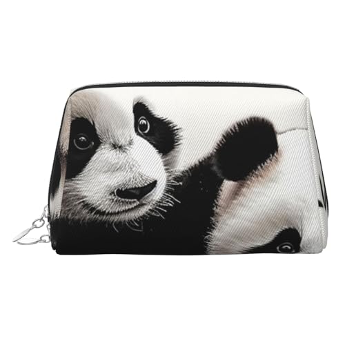 KKLWEGU Make-up-Tasche aus Leder, Motiv: niedliche Pandas, wasserdicht, kleine Make-up-Tasche, mit Reißverschluss, tragbar, Reise-Kulturbeutel für Damen und Mädchen, silber, Einheitsgröße KKLWEGU Make-up-Tasche aus Leder, Motiv: niedliche Pandas, wasserdicht, kleine Make-up-Tasche, mit Reißverschluss, tragbar, Reise-Kulturbeutel für Damen und Mädchen, silber, Einheitsgröße von KKLWEGU