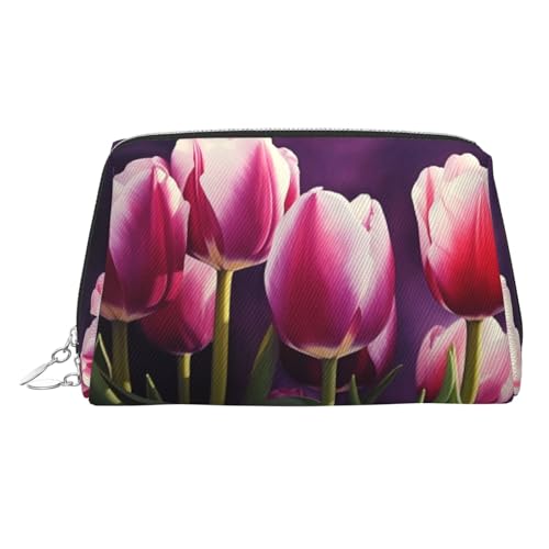 KKLWEGU Make-up-Tasche aus Leder, Tulpen, wasserdicht, Kosmetiktasche, Organizer, kleine Make-up-Tasche, mit Reißverschluss, tragbar, Reise-Kulturbeutel für Damen und Mädchen, silber, Einheitsgröße KKLWEGU Make-up-Tasche aus Leder, Tulpen, wasserdicht, Kosmetiktasche, Organizer, kleine Make-up-Tasche, mit Reißverschluss, tragbar, Reise-Kulturbeutel für Damen und Mädchen, silber, Einheitsgröße von KKLWEGU