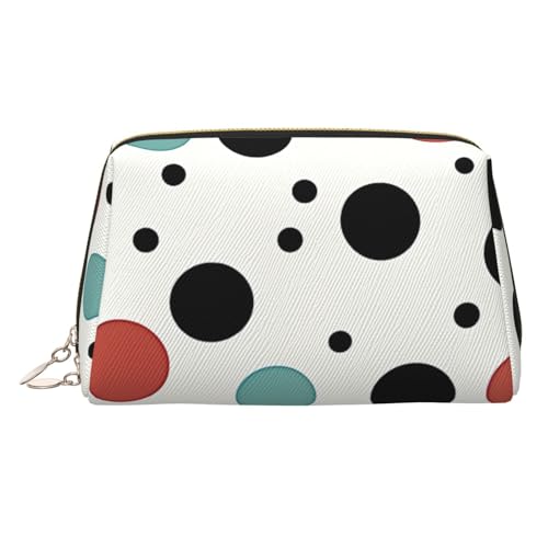 KKLWEGU Make-up-Tasche aus Leder, gepunktet, wasserdicht, Kosmetiktasche, Organizer, kleine Make-up-Tasche, mit Reißverschluss, tragbare Reise-Kulturbeutel für Damen und Mädchen, gold, Einheitsgröße von KKLWEGU