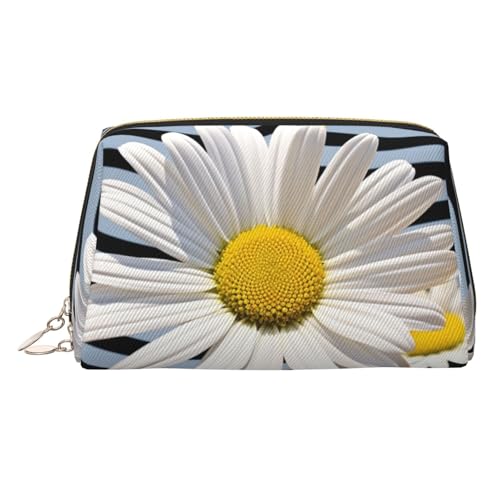 KKLWEGU Make-up-Tasche aus Leder, mit Gänseblümchen-Motiv, wasserdicht, kleine Make-up-Tasche, mit Reißverschluss, tragbar, Reise-Kulturbeutel für Damen und Mädchen, gold, Einheitsgröße KKLWEGU Make-up-Tasche aus Leder, mit Gänseblümchen-Motiv, wasserdicht, kleine Make-up-Tasche, mit Reißverschluss, tragbar, Reise-Kulturbeutel für Damen und Mädchen, gold, Einheitsgröße von KKLWEGU