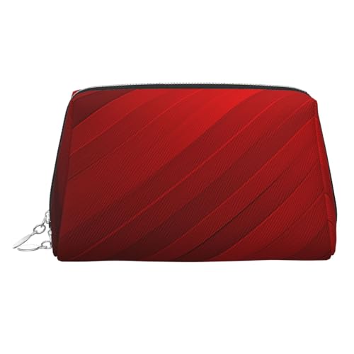 KKLWEGU Make-up-Tasche aus Leder, mit roten Streifen, wasserdicht, Kosmetiktasche, Organizer, kleine Make-up-Tasche, mit Reißverschluss, tragbar, Reise-Kulturbeutel für Damen und Mädchen, silber KKLWEGU Make-up-Tasche aus Leder, mit roten Streifen, wasserdicht, Kosmetiktasche, Organizer, kleine Make-up-Tasche, mit Reißverschluss, tragbar, Reise-Kulturbeutel für Damen und Mädchen, silber von KKLWEGU