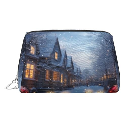 KKLWEGU Make-up-Tasche aus Leder, mit weihnachtlicher Atmosphäre, wasserdicht, Kosmetiktasche, Organizer, kleine Make-up-Tasche, mit Reißverschluss, tragbar, Reise-Kulturbeutel für Damen und Mädchen KKLWEGU Make-up-Tasche aus Leder, mit weihnachtlicher Atmosphäre, wasserdicht, Kosmetiktasche, Organizer, kleine Make-up-Tasche, mit Reißverschluss, tragbar, Reise-Kulturbeutel für Damen und Mädchen von KKLWEGU