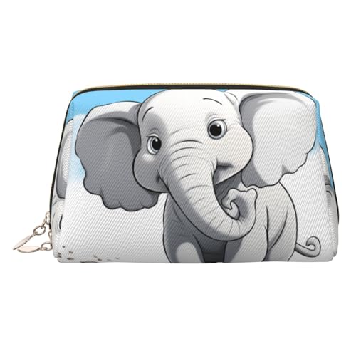KKLWEGU Make-up-Tasche aus Leder, mit weißem Elefant, wasserdicht, kleine Make-up-Tasche, mit Reißverschluss, tragbar, Reise-Kulturbeutel für Damen und Mädchen, gold, Einheitsgröße KKLWEGU Make-up-Tasche aus Leder, mit weißem Elefant, wasserdicht, kleine Make-up-Tasche, mit Reißverschluss, tragbar, Reise-Kulturbeutel für Damen und Mädchen, gold, Einheitsgröße von KKLWEGU