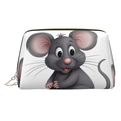 KKLWEGU Make-up-Tasche aus Leder, wasserdicht, Kosmetiktasche, Organizer, kleine Make-up-Tasche mit Reißverschluss, tragbare Reise-Kulturbeutel für Damen und Mädchen, Grau, gold, Einheitsgröße von KKLWEGU