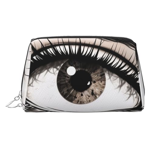 KKLWEGU Make-up-Tasche aus Leder, wasserdicht, Kosmetiktasche, Organizer, kleine Make-up-Tasche mit Reißverschluss, tragbare Reise-Kulturbeutel für Damen und Mädchen, silber, Einheitsgröße von KKLWEGU