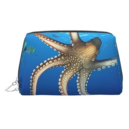 KKLWEGU Make-up-Tasche aus Leder, wasserdicht, Kosmetiktasche, Organizer, kleine Make-up-Tasche mit Reißverschluss, tragbare Reise-Kulturbeutel für Damen und Mädchen, silber, Einheitsgröße von KKLWEGU