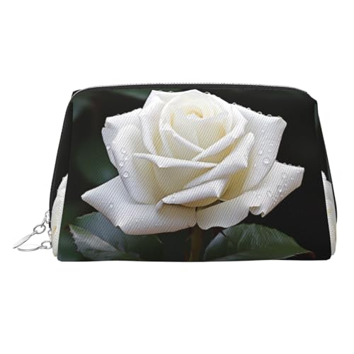 KKLWEGU Make-up-Tasche aus Leder, wasserdicht, kleine Make-up-Tasche, mit Reißverschluss, tragbar, Reise-Kulturbeutel für Damen und Mädchen, Weiß, silber, Einheitsgröße KKLWEGU Make-up-Tasche aus Leder, wasserdicht, kleine Make-up-Tasche, mit Reißverschluss, tragbar, Reise-Kulturbeutel für Damen und Mädchen, Weiß, silber, Einheitsgröße von KKLWEGU