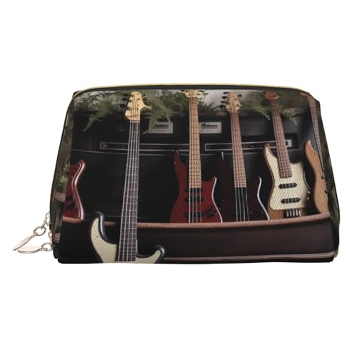 KKLWEGU Make-up-Tasche aus Leder für Gitarre, Bass, Musikinstrumente, wasserdicht, Kosmetiktasche, Organizer, kleine Make-up-Tasche, mit Reißverschluss, tragbare Reise-Kulturbeutel für Damen und KKLWEGU Make-up-Tasche aus Leder für Gitarre, Bass, Musikinstrumente, wasserdicht, Kosmetiktasche, Organizer, kleine Make-up-Tasche, mit Reißverschluss, tragbare Reise-Kulturbeutel für Damen und von KKLWEGU