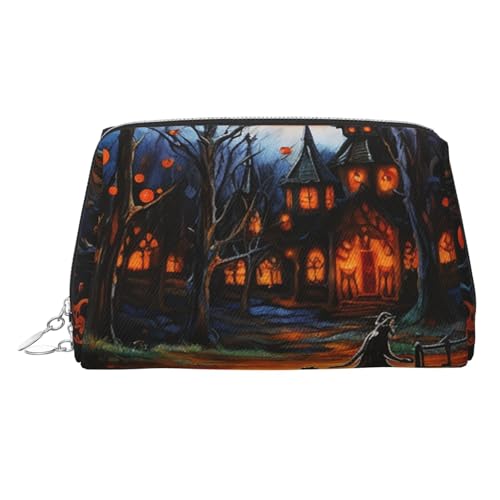 KKLWEGU Make-up-Tasche aus Leder für Halloween-Partys, wasserdicht, kleine Make-up-Tasche mit Reißverschluss, tragbare Reise-Kulturbeutel für Damen und Mädchen, silber, Einheitsgröße KKLWEGU Make-up-Tasche aus Leder für Halloween-Partys, wasserdicht, kleine Make-up-Tasche mit Reißverschluss, tragbare Reise-Kulturbeutel für Damen und Mädchen, silber, Einheitsgröße von KKLWEGU