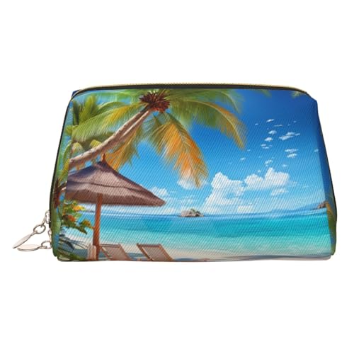 KKLWEGU Make-up-Tasche aus Leder für Sommer, Strand, Urlaub, wasserdicht, Kosmetiktasche, Organizer, kleine Make-up-Tasche, mit Reißverschluss, tragbare Reise-Kulturbeutel für Damen und Mädchen, gold KKLWEGU Make-up-Tasche aus Leder für Sommer, Strand, Urlaub, wasserdicht, Kosmetiktasche, Organizer, kleine Make-up-Tasche, mit Reißverschluss, tragbare Reise-Kulturbeutel für Damen und Mädchen, gold von KKLWEGU