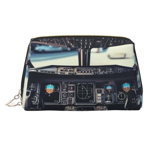 KKLWEGU Make-up-Tasche aus Leder im Flugzeug-Cockpit, wasserdicht, Kosmetiktasche, Organizer, kleine Make-up-Tasche, mit Reißverschluss, tragbare Reise-Kulturbeutel für Damen und Mädchen, gold KKLWEGU Make-up-Tasche aus Leder im Flugzeug-Cockpit, wasserdicht, Kosmetiktasche, Organizer, kleine Make-up-Tasche, mit Reißverschluss, tragbare Reise-Kulturbeutel für Damen und Mädchen, gold von KKLWEGU