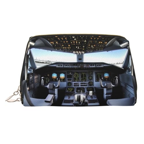 KKLWEGU Make-up-Tasche aus Leder im Flugzeug-Cockpit, wasserdicht, Kosmetiktasche, Organizer, kleine Make-up-Tasche, mit Reißverschluss, tragbare Reise-Kulturbeutel für Damen und Mädchen, gold KKLWEGU Make-up-Tasche aus Leder im Flugzeug-Cockpit, wasserdicht, Kosmetiktasche, Organizer, kleine Make-up-Tasche, mit Reißverschluss, tragbare Reise-Kulturbeutel für Damen und Mädchen, gold von KKLWEGU