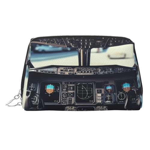 KKLWEGU Make-up-Tasche aus Leder im Flugzeug-Cockpit, wasserdicht, Kosmetiktasche, Organizer, kleine Make-up-Tasche, mit Reißverschluss, tragbare Reise-Kulturbeutel für Damen und Mädchen, silber KKLWEGU Make-up-Tasche aus Leder im Flugzeug-Cockpit, wasserdicht, Kosmetiktasche, Organizer, kleine Make-up-Tasche, mit Reißverschluss, tragbare Reise-Kulturbeutel für Damen und Mädchen, silber von KKLWEGU