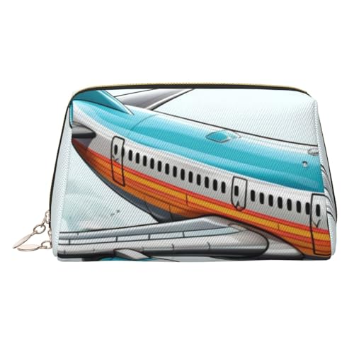 KKLWEGU Make-up-Tasche aus Leder mit Cartoon-Flugzeug, wasserdicht, kleine Make-up-Tasche, mit Reißverschluss, tragbare Reise-Kulturbeutel für Damen und Mädchen, gold, Einheitsgröße KKLWEGU Make-up-Tasche aus Leder mit Cartoon-Flugzeug, wasserdicht, kleine Make-up-Tasche, mit Reißverschluss, tragbare Reise-Kulturbeutel für Damen und Mädchen, gold, Einheitsgröße von KKLWEGU