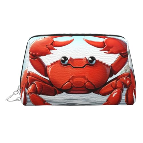 KKLWEGU Make-up-Tasche aus Leder mit Cartoon-Krabbenmotiv, wasserdicht, kleine Make-up-Tasche mit Reißverschluss, tragbare Reise-Kulturbeutel für Damen und Mädchen, silber, Einheitsgröße KKLWEGU Make-up-Tasche aus Leder mit Cartoon-Krabbenmotiv, wasserdicht, kleine Make-up-Tasche mit Reißverschluss, tragbare Reise-Kulturbeutel für Damen und Mädchen, silber, Einheitsgröße von KKLWEGU