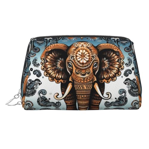 KKLWEGU Make-up-Tasche aus Leder mit Elefantenmuster, wasserdicht, Kosmetiktasche, Organizer, kleine Make-up-Tasche mit Reißverschluss, tragbare Reise-Kulturbeutel für Damen und Mädchen, silber KKLWEGU Make-up-Tasche aus Leder mit Elefantenmuster, wasserdicht, Kosmetiktasche, Organizer, kleine Make-up-Tasche mit Reißverschluss, tragbare Reise-Kulturbeutel für Damen und Mädchen, silber von KKLWEGU