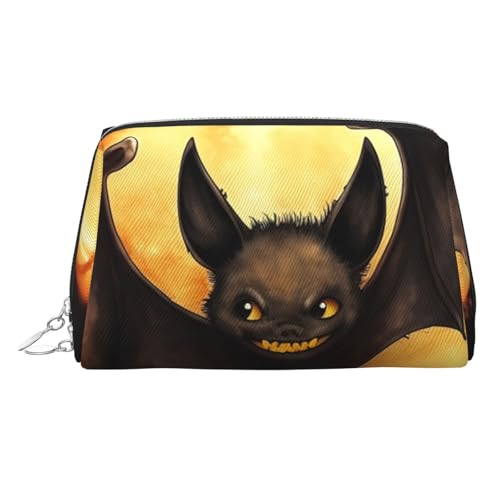 KKLWEGU Make-up-Tasche aus Leder mit Fledermaus-Motiv, wasserdicht, kleine Make-up-Tasche mit Reißverschluss, tragbare Reise-Kulturbeutel für Damen und Mädchen, silber, Einheitsgröße KKLWEGU Make-up-Tasche aus Leder mit Fledermaus-Motiv, wasserdicht, kleine Make-up-Tasche mit Reißverschluss, tragbare Reise-Kulturbeutel für Damen und Mädchen, silber, Einheitsgröße von KKLWEGU