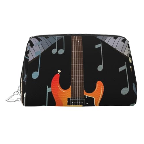 KKLWEGU Make-up-Tasche aus Leder mit Gitarren- und Klaviermuster, wasserdicht, kleine Make-up-Tasche mit Reißverschluss, tragbare Reise-Kulturbeutel für Damen und Mädchen, silber, Einheitsgröße KKLWEGU Make-up-Tasche aus Leder mit Gitarren- und Klaviermuster, wasserdicht, kleine Make-up-Tasche mit Reißverschluss, tragbare Reise-Kulturbeutel für Damen und Mädchen, silber, Einheitsgröße von KKLWEGU