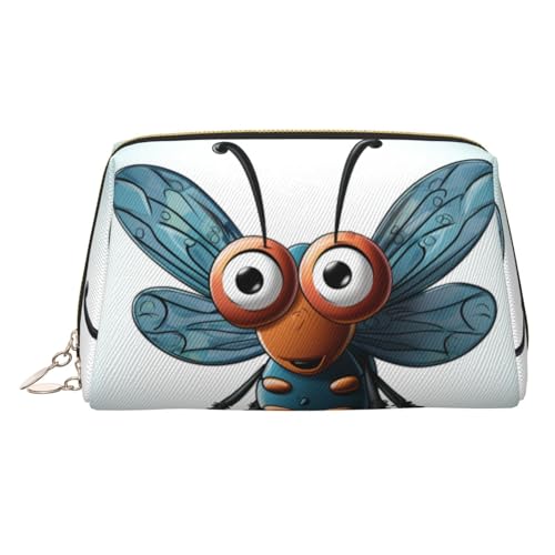 KKLWEGU Make-up-Tasche aus Leder mit Insektenflügel-Augen, wasserdicht, kleine Make-up-Tasche mit Reißverschluss, tragbare Reise-Kulturbeutel für Damen und Mädchen, gold, Einheitsgröße KKLWEGU Make-up-Tasche aus Leder mit Insektenflügel-Augen, wasserdicht, kleine Make-up-Tasche mit Reißverschluss, tragbare Reise-Kulturbeutel für Damen und Mädchen, gold, Einheitsgröße von KKLWEGU