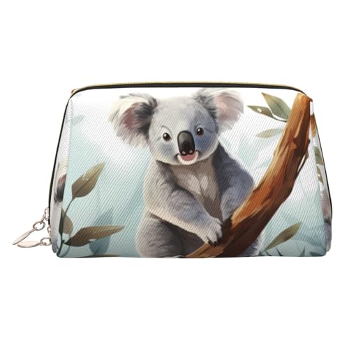 KKLWEGU Make-up-Tasche aus Leder mit Koala und Schmetterling, wasserdicht, kleine Make-up-Tasche mit Reißverschluss, tragbare Reise-Kulturbeutel für Damen und Mädchen, gold, Einheitsgröße von KKLWEGU
