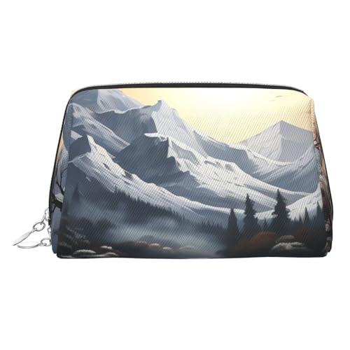 KKLWEGU Make-up-Tasche aus Leder mit Malerei, Querformat, wasserdicht, Kosmetiktasche, Organizer, kleine Make-up-Tasche, mit Reißverschluss, tragbare Reise-Kulturbeutel für Damen und Mädchen, silber KKLWEGU Make-up-Tasche aus Leder mit Malerei, Querformat, wasserdicht, Kosmetiktasche, Organizer, kleine Make-up-Tasche, mit Reißverschluss, tragbare Reise-Kulturbeutel für Damen und Mädchen, silber von KKLWEGU