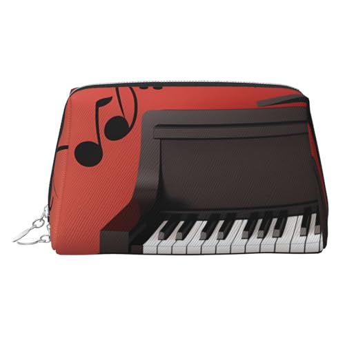 KKLWEGU Make-up-Tasche aus Leder mit Musiknoten, wasserdicht, Kosmetiktasche, Organizer, kleine Make-up-Tasche, mit Reißverschluss, tragbare Reise-Kulturbeutel für Damen und Mädchen, silber KKLWEGU Make-up-Tasche aus Leder mit Musiknoten, wasserdicht, Kosmetiktasche, Organizer, kleine Make-up-Tasche, mit Reißverschluss, tragbare Reise-Kulturbeutel für Damen und Mädchen, silber von KKLWEGU
