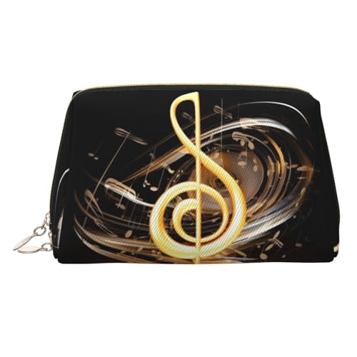KKLWEGU Make-up-Tasche aus Leder mit Musiknoten, wasserdicht, Kosmetiktasche, Organizer, kleine Make-up-Tasche mit Reißverschluss, tragbare Reise-Kulturbeutel für Damen und Mädchen, gold KKLWEGU Make-up-Tasche aus Leder mit Musiknoten, wasserdicht, Kosmetiktasche, Organizer, kleine Make-up-Tasche mit Reißverschluss, tragbare Reise-Kulturbeutel für Damen und Mädchen, gold von KKLWEGU