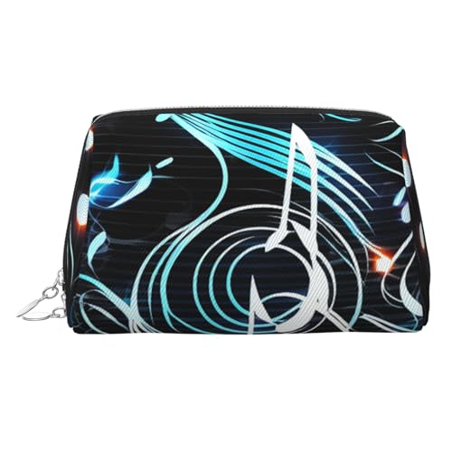KKLWEGU Make-up-Tasche aus Leder mit Musiknoten, wasserdicht, Kosmetiktasche, Organizer, kleine Make-up-Tasche mit Reißverschluss, tragbare Reise-Kulturbeutel für Damen und Mädchen, silber KKLWEGU Make-up-Tasche aus Leder mit Musiknoten, wasserdicht, Kosmetiktasche, Organizer, kleine Make-up-Tasche mit Reißverschluss, tragbare Reise-Kulturbeutel für Damen und Mädchen, silber von KKLWEGU