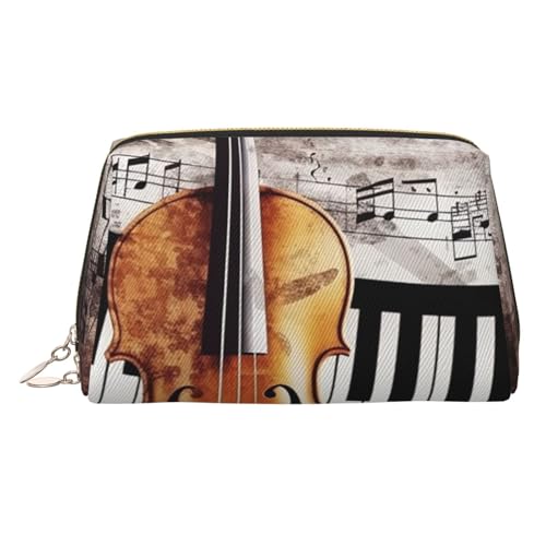 KKLWEGU Make-up-Tasche aus Leder mit Musiknoten und Musiknoten, wasserdicht, Kosmetiktasche, Organizer, kleine Make-up-Tasche, mit Reißverschluss, tragbare Reise-Kulturbeutel für Damen und Mädchen KKLWEGU Make-up-Tasche aus Leder mit Musiknoten und Musiknoten, wasserdicht, Kosmetiktasche, Organizer, kleine Make-up-Tasche, mit Reißverschluss, tragbare Reise-Kulturbeutel für Damen und Mädchen von KKLWEGU