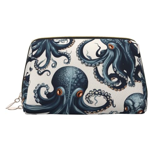 KKLWEGU Make-up-Tasche aus Leder mit Oktopus-Muster, wasserdicht, Kosmetiktasche, Organizer, kleine Make-up-Tasche mit Reißverschluss, tragbare Reise-Kulturbeutel für Damen und Mädchen, gold KKLWEGU Make-up-Tasche aus Leder mit Oktopus-Muster, wasserdicht, Kosmetiktasche, Organizer, kleine Make-up-Tasche mit Reißverschluss, tragbare Reise-Kulturbeutel für Damen und Mädchen, gold von KKLWEGU