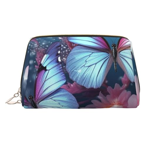 KKLWEGU Make-up-Tasche aus Leder mit Schmetterlingsblüten, wasserdicht, Kosmetiktasche, Organizer, kleine Make-up-Tasche, mit Reißverschluss, tragbare Reise-Kulturbeutel für Damen und Mädchen, gold KKLWEGU Make-up-Tasche aus Leder mit Schmetterlingsblüten, wasserdicht, Kosmetiktasche, Organizer, kleine Make-up-Tasche, mit Reißverschluss, tragbare Reise-Kulturbeutel für Damen und Mädchen, gold von KKLWEGU