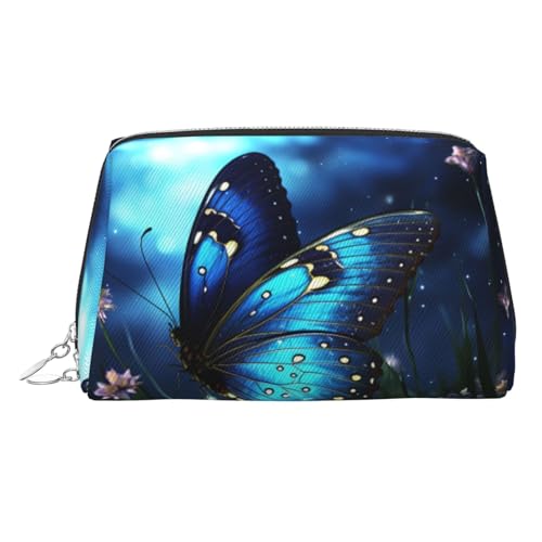 KKLWEGU Make-up-Tasche aus Leder mit Schmetterlingsmotiv, wasserdicht, kleine Make-up-Tasche, mit Reißverschluss, tragbar, Reise-Kulturbeutel für Damen und Mädchen, silber, Einheitsgröße KKLWEGU Make-up-Tasche aus Leder mit Schmetterlingsmotiv, wasserdicht, kleine Make-up-Tasche, mit Reißverschluss, tragbar, Reise-Kulturbeutel für Damen und Mädchen, silber, Einheitsgröße von KKLWEGU