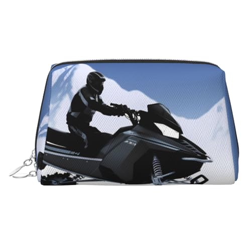 KKLWEGU Make-up-Tasche aus Leder mit Schneemobil und wasserdicht, kleine Make-up-Tasche mit Reißverschluss, tragbare Reise-Kulturbeutel für Damen und Mädchen, silber, Einheitsgröße KKLWEGU Make-up-Tasche aus Leder mit Schneemobil und wasserdicht, kleine Make-up-Tasche mit Reißverschluss, tragbare Reise-Kulturbeutel für Damen und Mädchen, silber, Einheitsgröße von KKLWEGU