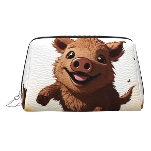 KKLWEGU Make-up-Tasche aus Leder mit Springschwein-Animation, wasserdicht, Kosmetiktasche, Organizer, kleine Make-up-Tasche, mit Reißverschluss, tragbare Reise-Kulturbeutel für Damen und Mädchen KKLWEGU Make-up-Tasche aus Leder mit Springschwein-Animation, wasserdicht, Kosmetiktasche, Organizer, kleine Make-up-Tasche, mit Reißverschluss, tragbare Reise-Kulturbeutel für Damen und Mädchen von KKLWEGU