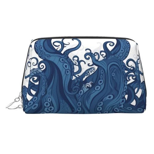 KKLWEGU Make-up-Tasche aus Leder mit Tentakeln, wasserdicht, kleine Make-up-Tasche, mit Reißverschluss, tragbare Reise-Kulturbeutel für Damen und Mädchen, Blau, silber, Einheitsgröße KKLWEGU Make-up-Tasche aus Leder mit Tentakeln, wasserdicht, kleine Make-up-Tasche, mit Reißverschluss, tragbare Reise-Kulturbeutel für Damen und Mädchen, Blau, silber, Einheitsgröße von KKLWEGU