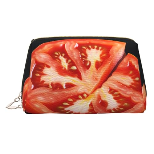 KKLWEGU Make-up-Tasche aus Leder mit Tomatenscheiben, wasserdicht, kleine Make-up-Tasche mit Reißverschluss, tragbare Reise-Kulturbeutel für Damen und Mädchen, gold, Einheitsgröße KKLWEGU Make-up-Tasche aus Leder mit Tomatenscheiben, wasserdicht, kleine Make-up-Tasche mit Reißverschluss, tragbare Reise-Kulturbeutel für Damen und Mädchen, gold, Einheitsgröße von KKLWEGU