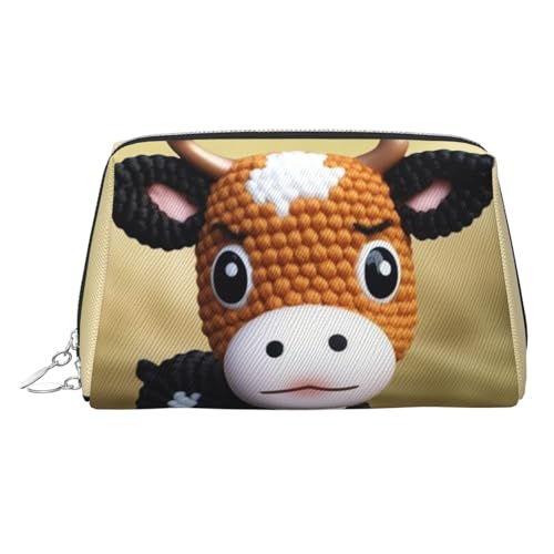 KKLWEGU Make-up-Tasche aus Leder mit niedlichem Kuhmuster, wasserdicht, Kosmetiktasche, Organizer, kleine Make-up-Tasche, mit Reißverschluss, tragbare Reise-Kulturbeutel für Damen und Mädchen, silber KKLWEGU Make-up-Tasche aus Leder mit niedlichem Kuhmuster, wasserdicht, Kosmetiktasche, Organizer, kleine Make-up-Tasche, mit Reißverschluss, tragbare Reise-Kulturbeutel für Damen und Mädchen, silber von KKLWEGU