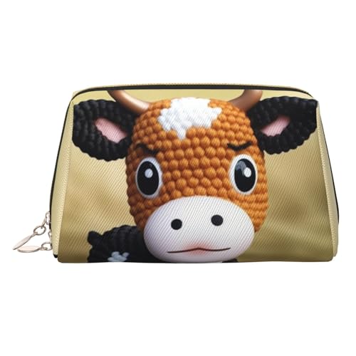 KKLWEGU Make-up-Tasche aus Leder mit niedlichem Kuhmuster, wasserdicht, Kosmetiktasche, Organizer, kleine Make-up-Tasche, mit Reißverschluss, tragbare Reise-Kulturbeutel für Damen und Mädchen, gold KKLWEGU Make-up-Tasche aus Leder mit niedlichem Kuhmuster, wasserdicht, Kosmetiktasche, Organizer, kleine Make-up-Tasche, mit Reißverschluss, tragbare Reise-Kulturbeutel für Damen und Mädchen, gold von KKLWEGU