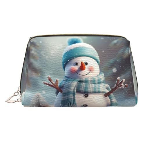 KKLWEGU Make-up-Tasche aus Leder mit niedlichem Schneemann, wasserdicht, kleine Make-up-Tasche, mit Reißverschluss, tragbar, Reise-Kulturbeutel für Damen und Mädchen, gold, Einheitsgröße KKLWEGU Make-up-Tasche aus Leder mit niedlichem Schneemann, wasserdicht, kleine Make-up-Tasche, mit Reißverschluss, tragbar, Reise-Kulturbeutel für Damen und Mädchen, gold, Einheitsgröße von KKLWEGU