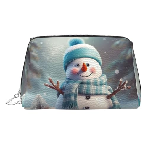 KKLWEGU Make-up-Tasche aus Leder mit niedlichem Schneemann, wasserdicht, kleine Make-up-Tasche, mit Reißverschluss, tragbar, Reise-Kulturbeutel für Damen und Mädchen, silber, Einheitsgröße KKLWEGU Make-up-Tasche aus Leder mit niedlichem Schneemann, wasserdicht, kleine Make-up-Tasche, mit Reißverschluss, tragbar, Reise-Kulturbeutel für Damen und Mädchen, silber, Einheitsgröße von KKLWEGU