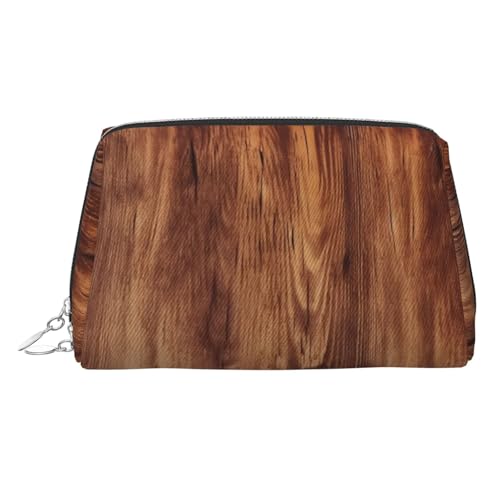 KKLWEGU Make-up-Tasche aus braunem Leder mit Holzmaserung, wasserdicht, Kosmetiktasche, Organizer, kleine Make-up-Tasche, mit Reißverschluss, tragbare Reise-Kulturbeutel für Damen und Mädchen, silber KKLWEGU Make-up-Tasche aus braunem Leder mit Holzmaserung, wasserdicht, Kosmetiktasche, Organizer, kleine Make-up-Tasche, mit Reißverschluss, tragbare Reise-Kulturbeutel für Damen und Mädchen, silber von KKLWEGU