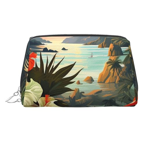 KKLWEGU Make-up-Tasche aus hawaiianischem Leder, wasserdicht, Kosmetiktasche, Organizer, kleine Make-up-Tasche mit Reißverschluss, tragbare Reise-Kulturbeutel für Damen und Mädchen, silber KKLWEGU Make-up-Tasche aus hawaiianischem Leder, wasserdicht, Kosmetiktasche, Organizer, kleine Make-up-Tasche mit Reißverschluss, tragbare Reise-Kulturbeutel für Damen und Mädchen, silber von KKLWEGU