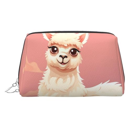 KKLWEGU Make-up-Tasche aus niedlichem Lama-Leder, wasserdicht, Kosmetiktasche, Organizer, kleine Make-up-Tasche, mit Reißverschluss, tragbare Reise-Kulturbeutel für Damen und Mädchen, silber KKLWEGU Make-up-Tasche aus niedlichem Lama-Leder, wasserdicht, Kosmetiktasche, Organizer, kleine Make-up-Tasche, mit Reißverschluss, tragbare Reise-Kulturbeutel für Damen und Mädchen, silber von KKLWEGU