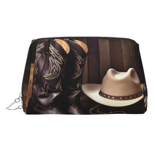 KKLWEGU Make-up-Tasche mit Cowboy-Hut und Westernstiefeln, wasserdicht, Kosmetiktasche, Organizer, kleine Make-up-Tasche, mit Reißverschluss, tragbar, Reise-Kulturbeutel für Damen und Mädchen, silber KKLWEGU Make-up-Tasche mit Cowboy-Hut und Westernstiefeln, wasserdicht, Kosmetiktasche, Organizer, kleine Make-up-Tasche, mit Reißverschluss, tragbar, Reise-Kulturbeutel für Damen und Mädchen, silber von KKLWEGU